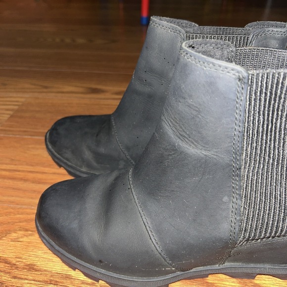 Sorel Women Joan Of Arctic Boot Size 7.5 Black Waterproof Chelsea Bootie Wedges - Picture 3 of 7